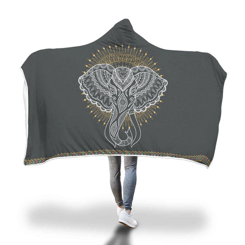 Image of Elephant Print Hooded Blanket
