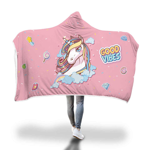 Image of Unicorn Vibes Hooded Blanket