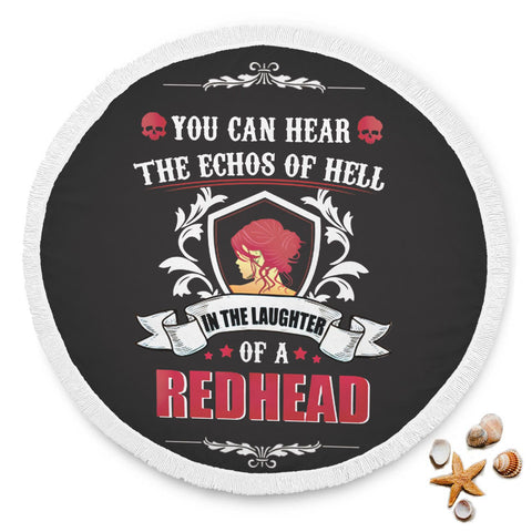 Image of Red Head Round Beach Blanket