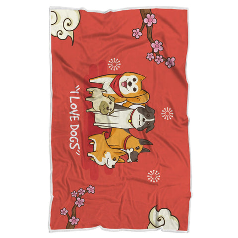 Image of I Love Dogs Sherpa Blanket