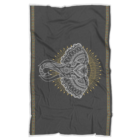 Image of Elephant Print Sherpa Blanket