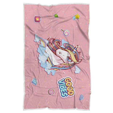 Image of Good Vibes Unicorn Sherpa Blanket