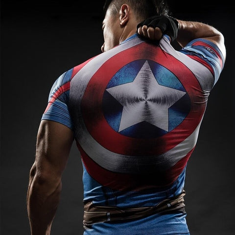 Image of Shirt Men T-Shirt Male Crossfit Tee Captain America Superman