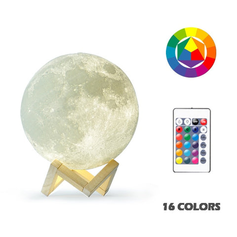 Image of New Dropship 3D Print Moon Lamp Colorful Change Touch