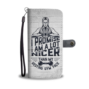 Gym Face Phone Wallet Case