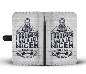 Gym Face Phone Wallet Case