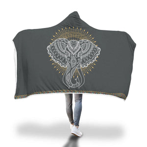 Elephant Print Hooded Blanket