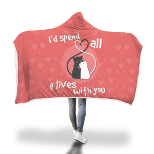 9 Lives Cat Hooded Blanket