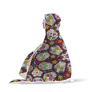 Sugar Skull Hooded Blanket