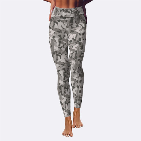 Image of Gray Camo Print Yoga Leggings
