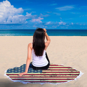 American Flag Round Beach Blanket