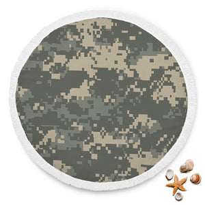 Digital Camo Round Beach Blanket