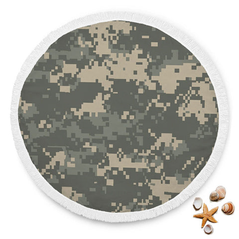 Image of Digital Camo Round Beach Blanket