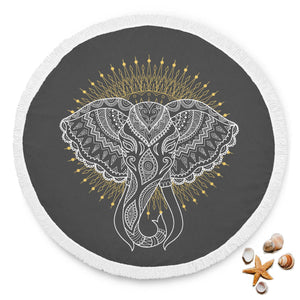 Elephant Print Round Beach Blanket