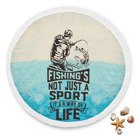 Image of Fishing Way Of Life Round Beach Blanket