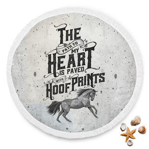 Horse Hoof Prints Round Beach Blanket