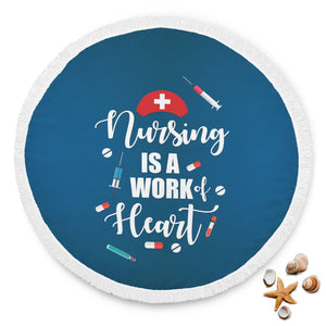 Nursing Heart Round Beach Blanket