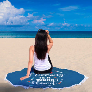 Nursing Heart Round Beach Blanket