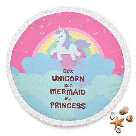 Image of Part Unicorn Round Beach Blanket