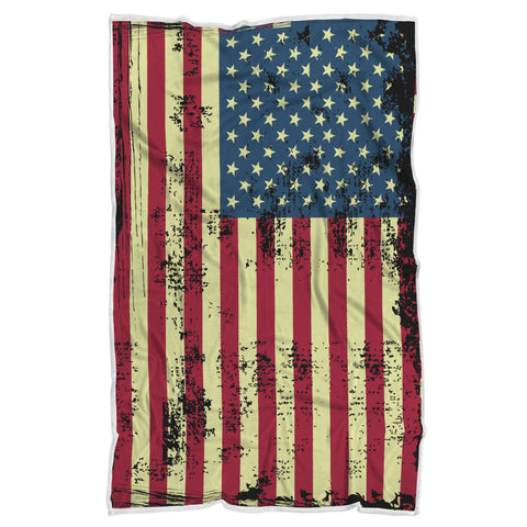 Image of American Flag Sherpa Blanket