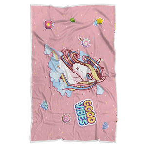 Good Vibes Unicorn Sherpa Blanket