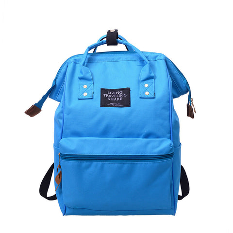 Image of Unisex Solid Backpack School Travel Bag Double Shoulder Bag Zipper Bag