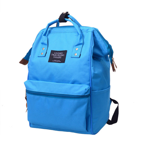 Image of Unisex Solid Backpack School Travel Bag Double Shoulder Bag Zipper Bag