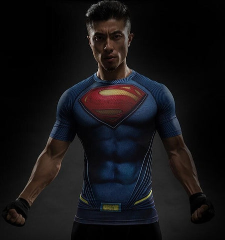 Image of Shirt Men T-Shirt Male Crossfit Tee Captain America Superman