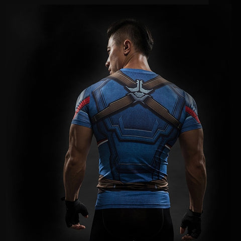 Image of Shirt Men T-Shirt Male Crossfit Tee Captain America Superman