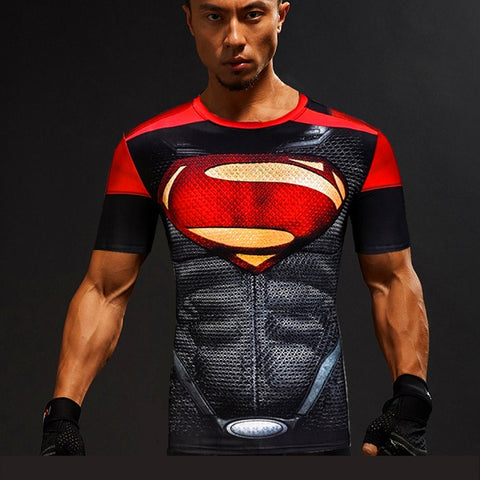 Image of Shirt Men T-Shirt Male Crossfit Tee Captain America Superman