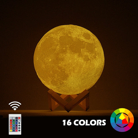 Image of New Dropship  3D Print Moon Lamp Colorful Change Touch