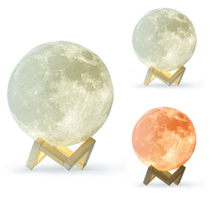 New Dropship  3D Print Moon Lamp Colorful Change Touch