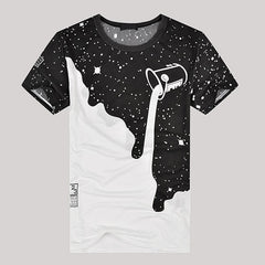 Men Fashion Summer Milk Poured Pattern Inverted Milk 3D T shirt