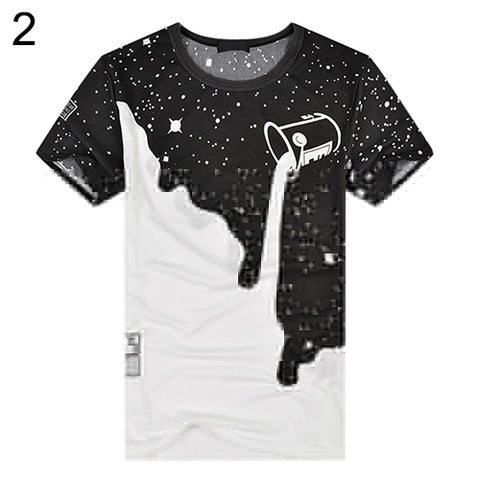 Image of Men Fashion Summer Milk Poured Pattern Inverted Milk 3D T shirt